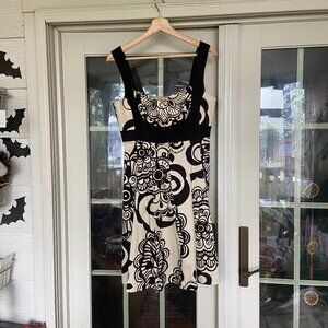 Nine West Black and Cream Floral Abstract Sleeveless Dress Size 8 *READ*